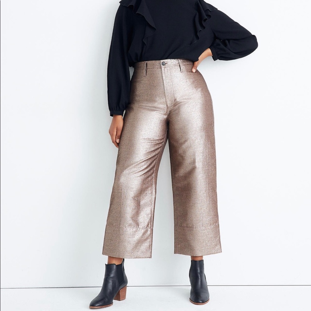 Metallic wide leg Emmet crop pants